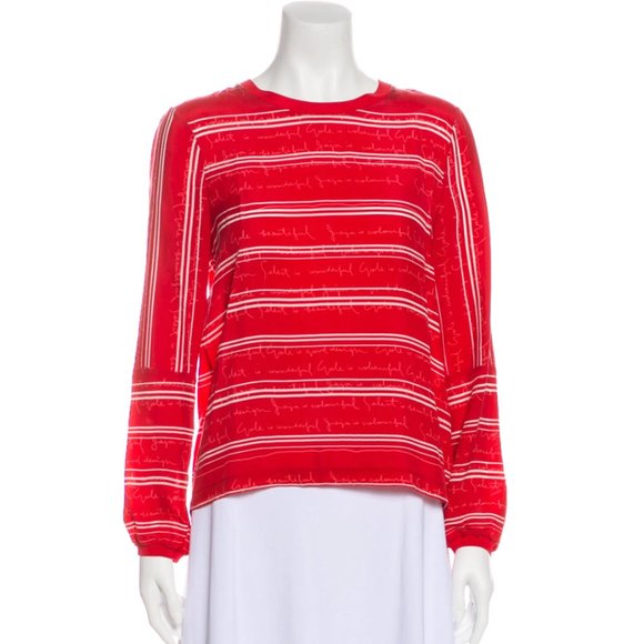 Maje Red Striped Button-Back Top - Picture 1 of 6